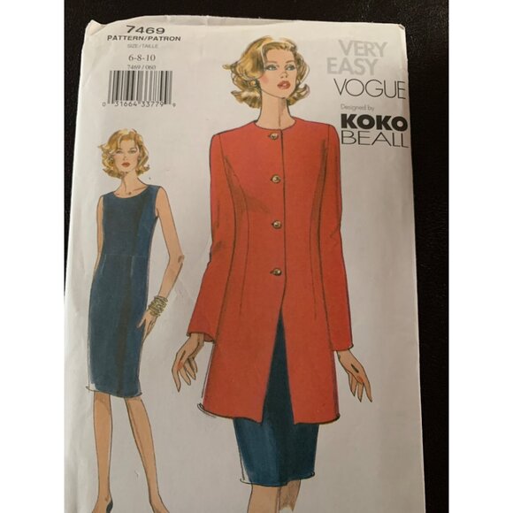 Vogue Misses Dress Jacket Sewing Pattern 7469 Sz 6 - 10 - Uncut - Picture 7 of 10